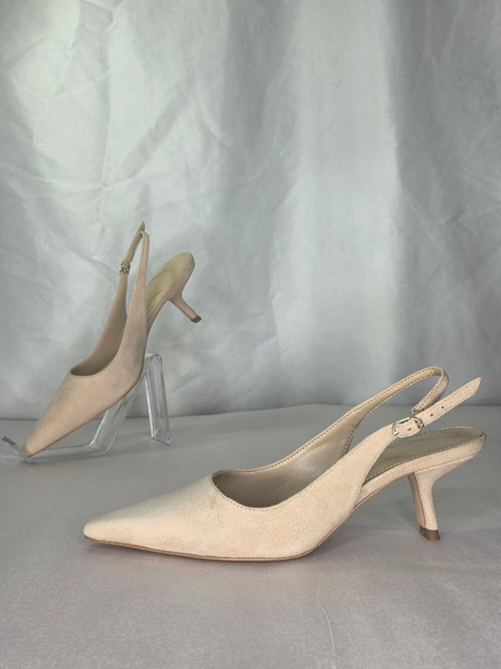 Sam Edelman Bianka Slingback Kitten-Heel Pumps - Cappucino Suede, Size: 5 M